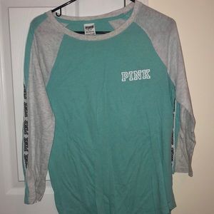 turquoise shirt from pink